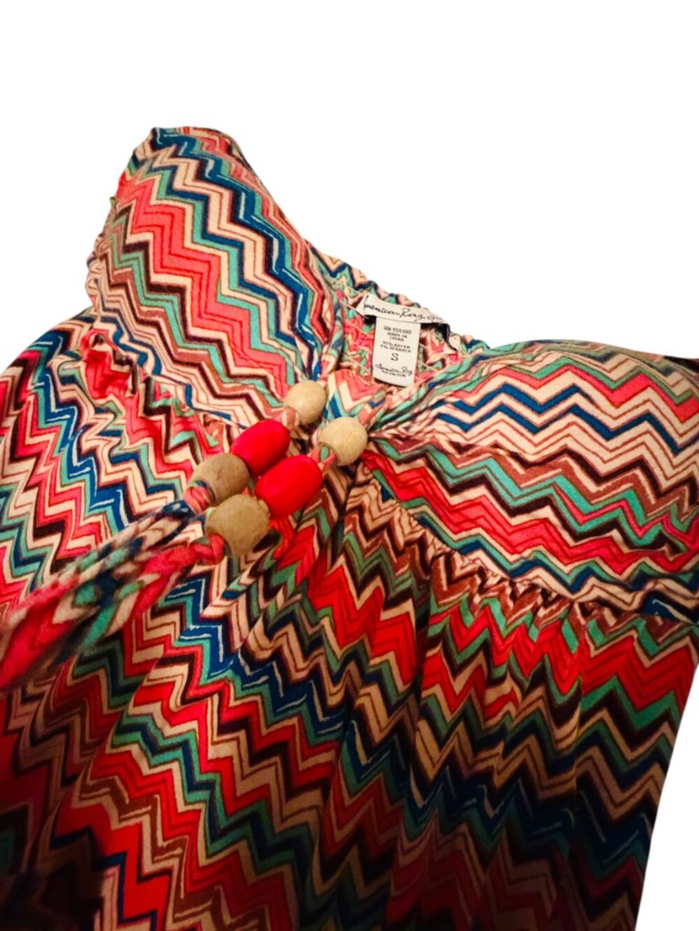 Woman's: American Rag Strapless Chevron Print Maxi Dress with Wooden Bead Detail - Picture 5 of 7